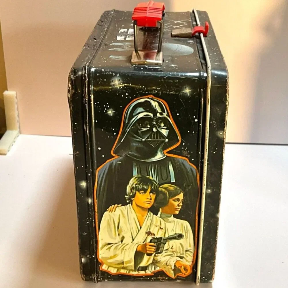 1977 Star Wars Lunch Box Darth Vader Princess Leah Luke Skywalker with thermos